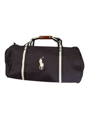 Ralph Lauren Black Canvas Duffel with White Straps